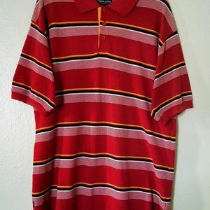 Koman Jeans Men's Red Striped Short Sleeve Shirt.